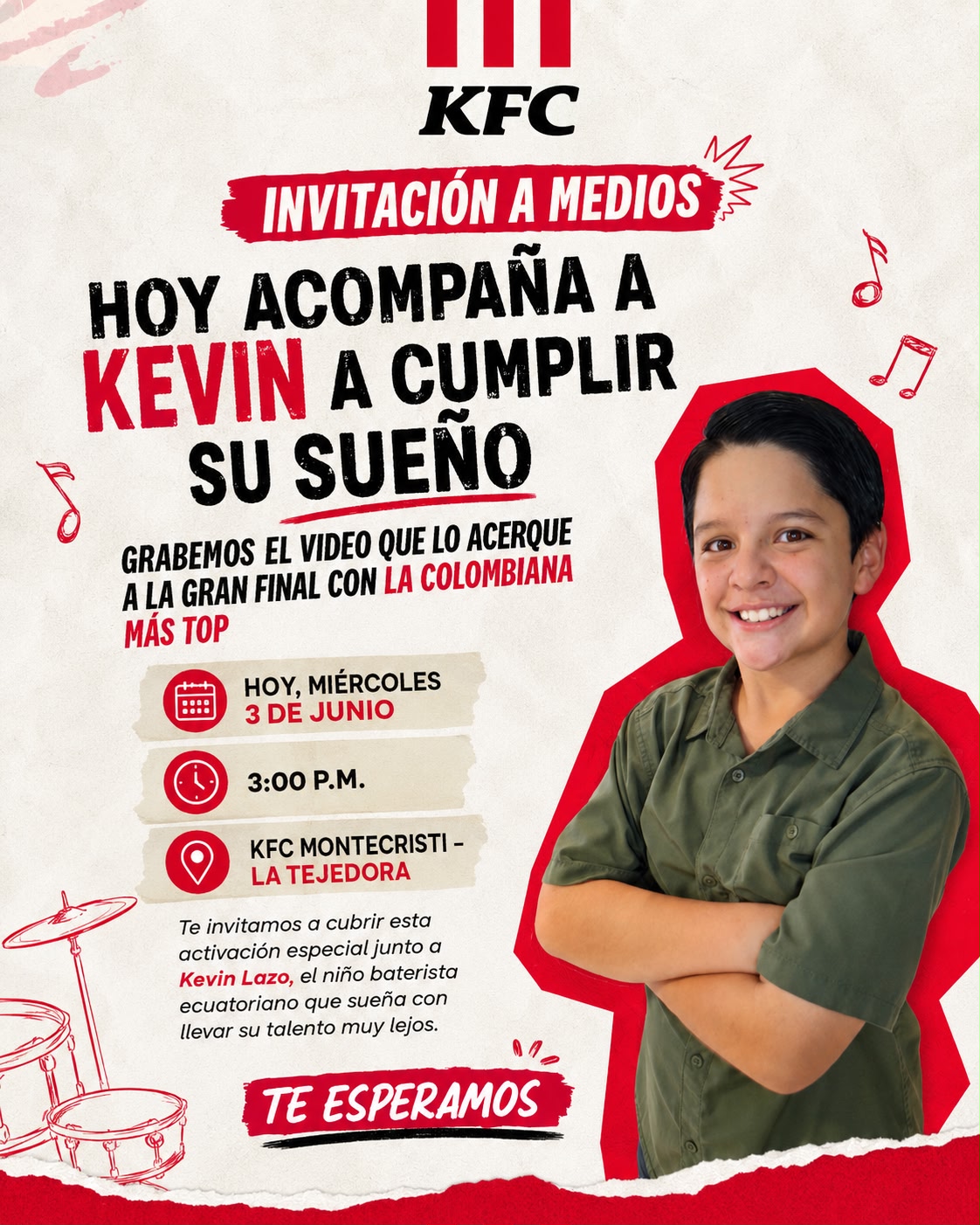 KFC SUEÑA JUNTO A KEVIN LAZO CON UNA ACTIVACIÓN ESPECIAL DESDE MONTECRISTI. | Salvador Herald